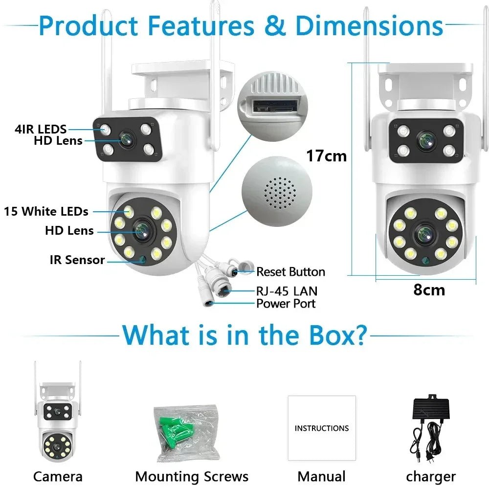 4k 8mp tuya lente dupla ptz wifi câmera full hd tela dupla ai humano rastreamento automático ao ar livre 4mp câmera de vigilância de vídeo de segurança - LUFT SECURITY LTDA4MP Add 128G Card4k 8mp tuya lente dupla ptz wifi câmera full hd tela dupla ai humano rastreamento automático ao ar livre 4mp câmera de vigilância de vídeo de segurança