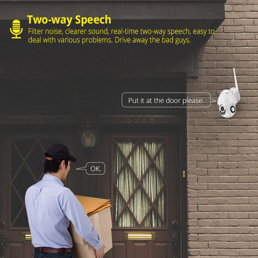 Câmera Wi-Fi Sem Fio 1080P à Prova d’Água