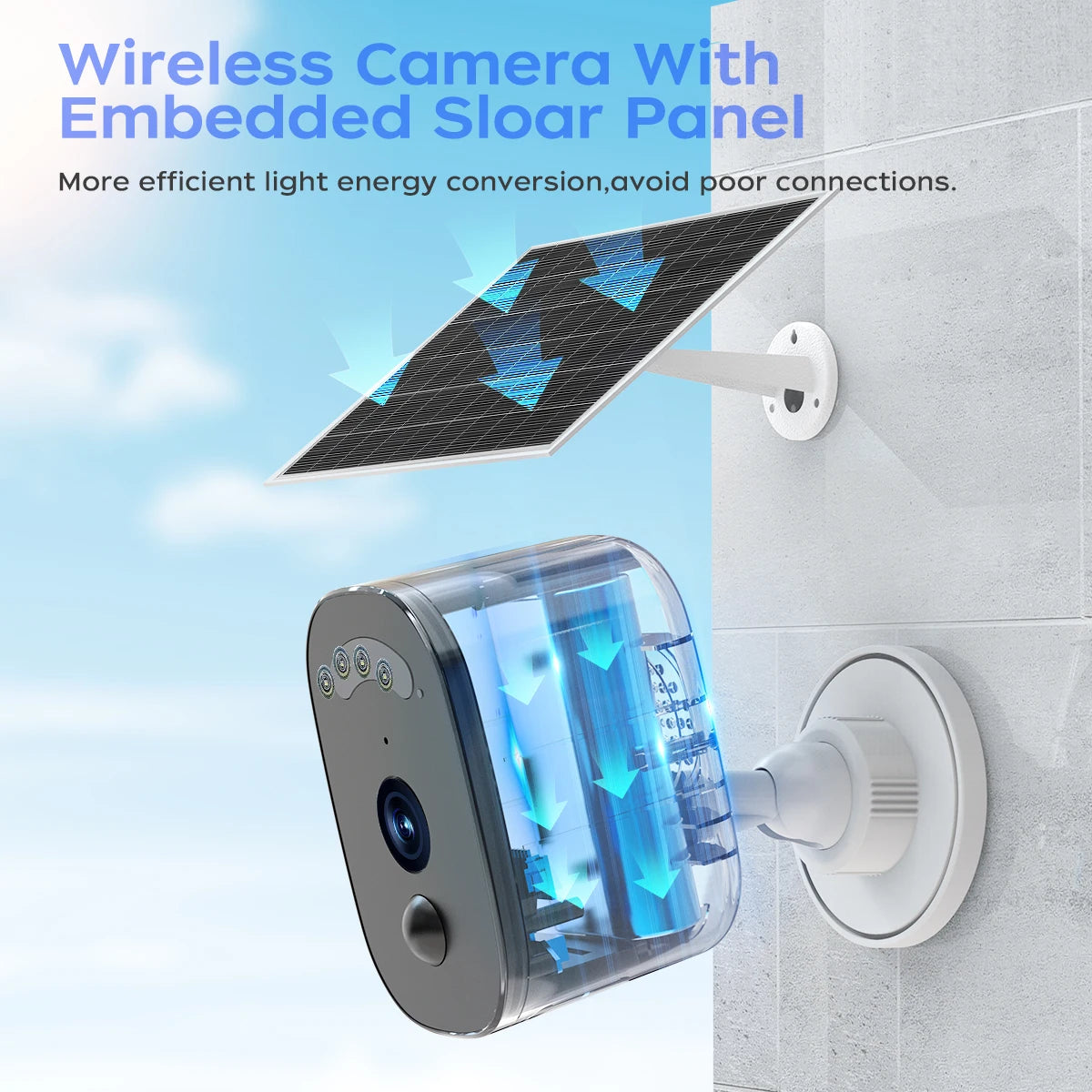 Câmera Solar Externa JOOAN 2K HD com Wi-Fi 2.4G, Vigilância Sem Fio, Detecção Humana e Vídeo Noturno Colorido com Áudio e Bateria