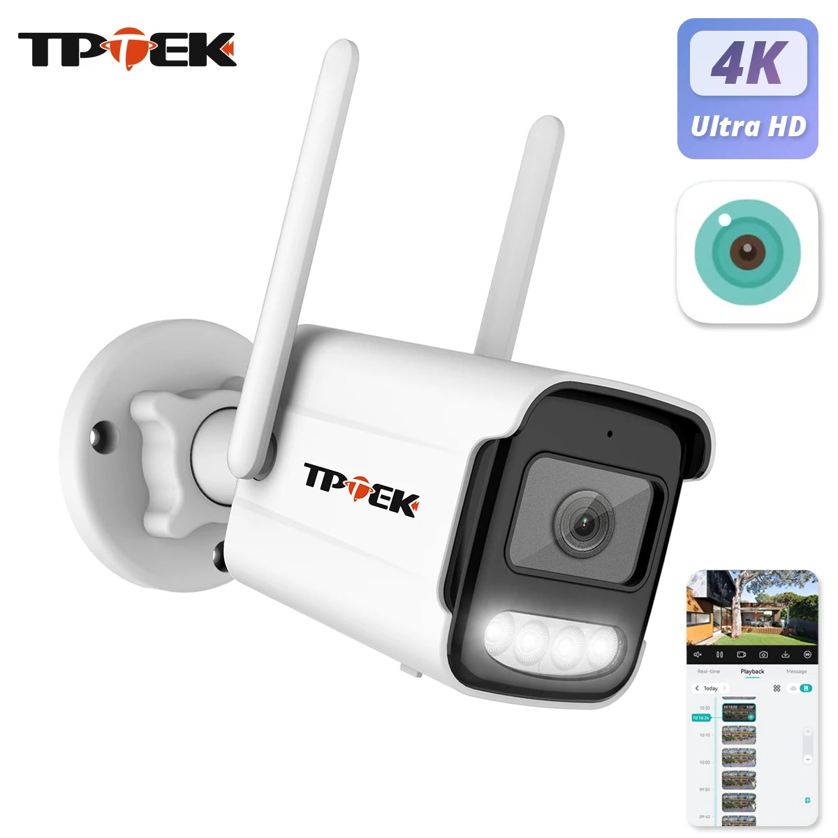 Câmera TPTEK 8MP 4K WiFi IP Bullet com IA Humana e Visão Noturna 30m IP66