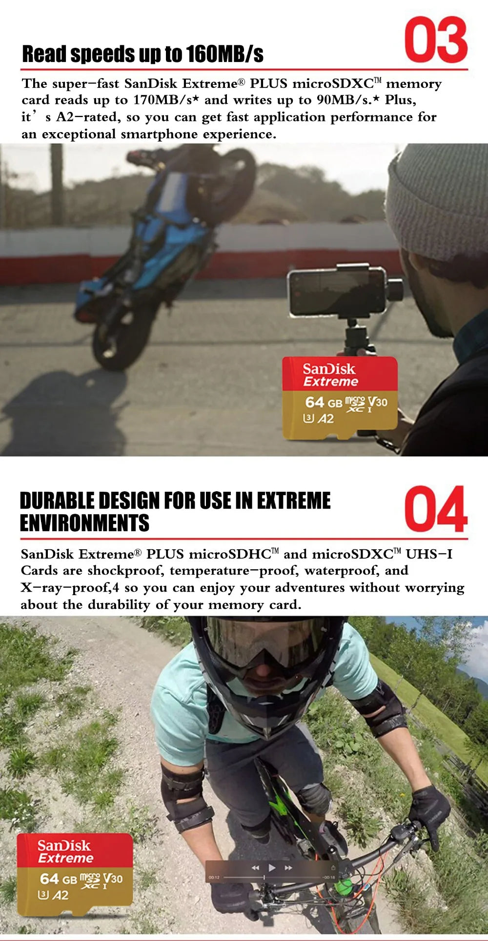 Sandisk ultra micro cartão sd 128gb 256gb u3 4k v30 a2 classe 10 UHS-1 cartão flash 512gb 64gb 1tb cartão microsd/tf para câmera do telefone