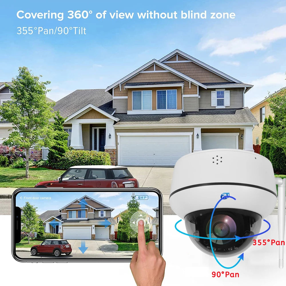 5mp wifi dome câmera ptz 5x zoom óptico câmera ip rastreamento humanóide conversa bidirecional sem fio câmeras de vigilância de segurança em casa