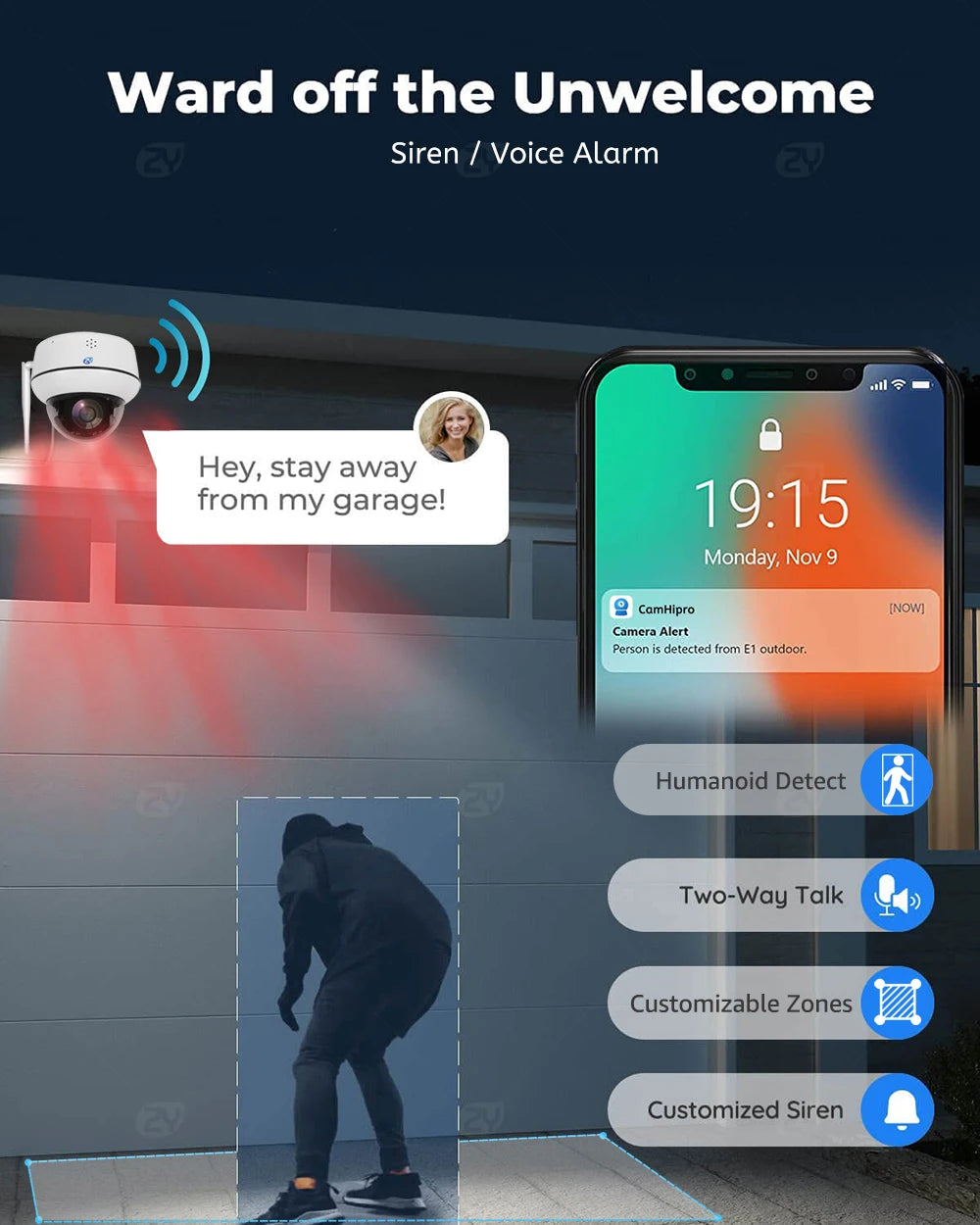 5mp wifi dome câmera ptz 5x zoom óptico câmera ip rastreamento humanóide conversa bidirecional sem fio câmeras de vigilância de segurança em casa