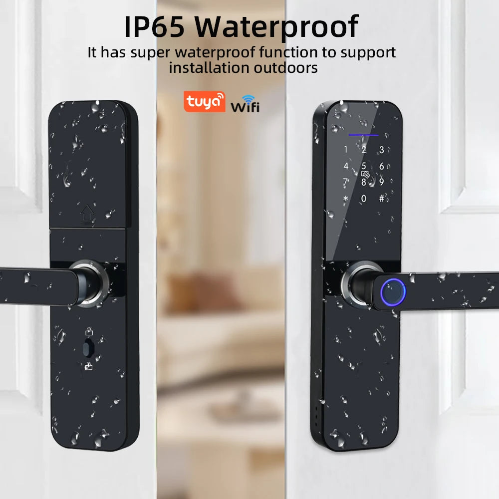 Raykube f005 ip65 à prova dip65 água tuya wifi fechadura eletrônica inteligente com impressão digital/cartão inteligente/senha/chave/desbloqueio de aplicativo