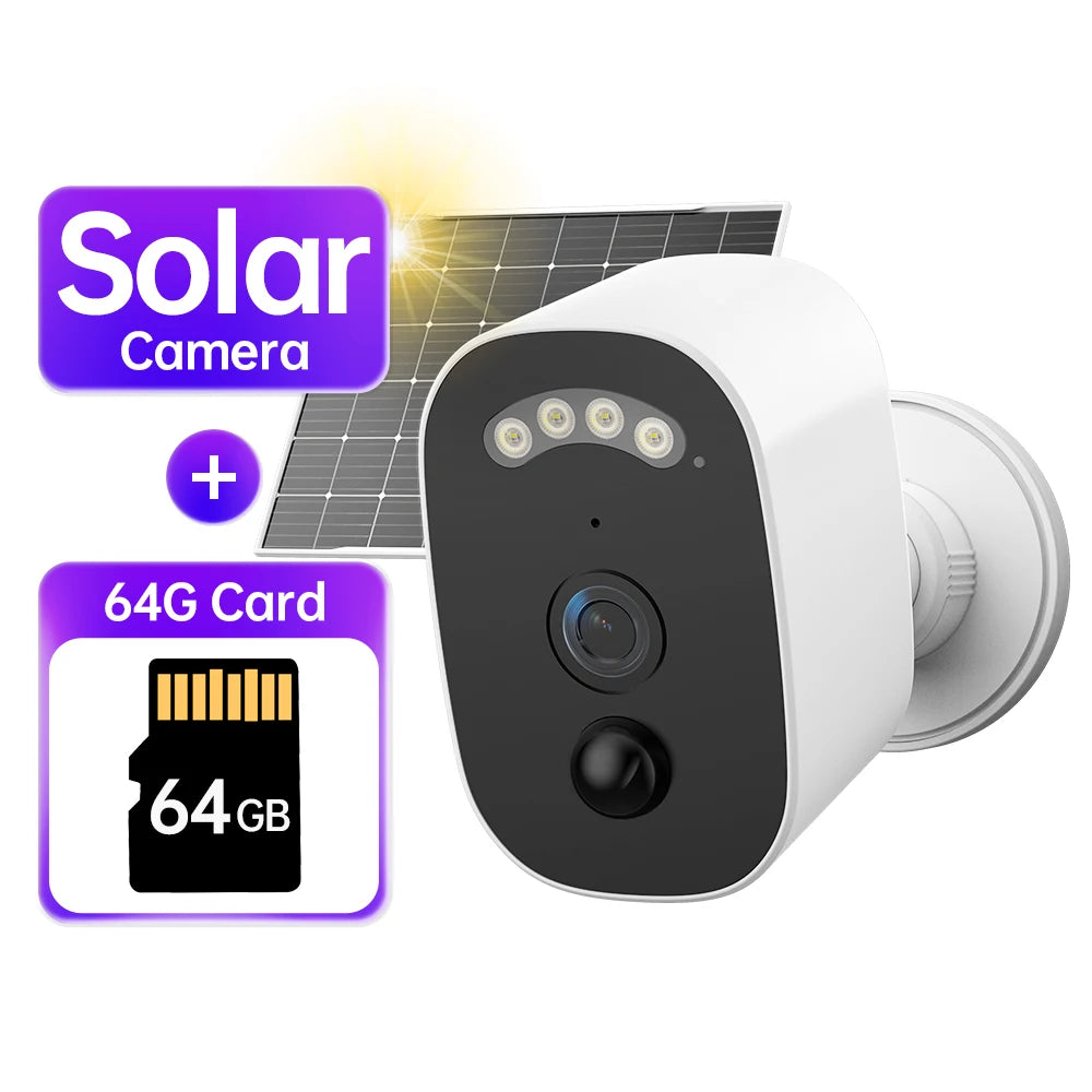 Câmera Solar Externa JOOAN 2K HD com Wi-Fi 2.4G, Vigilância Sem Fio, Detecção Humana e Vídeo Noturno Colorido com Áudio e Bateria