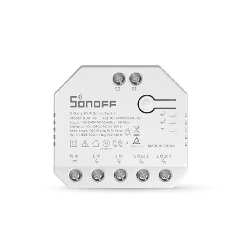 Sonoff duplo r3 relé duplo wifi interruptor inteligente controle em dois sentidos medição de energia rolo tons motor cortinas elétricas interruptor