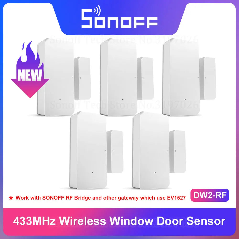 Sensor de Porta e Janela SONOFF DW2-RF 433MHz - Sem Fio - Automação Residencial