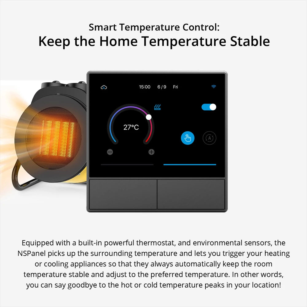 SONOFF NSPanel – Painel Touchscreen 3,5" WiFi com Controle de Cenas, Termostato e Display Meteorológico