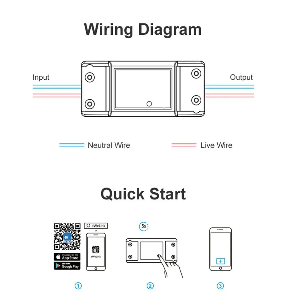 Interruptor Inteligente SONOFF RF R2 WiFi + RF 433MHz - Controle Remoto - Automação Residencial