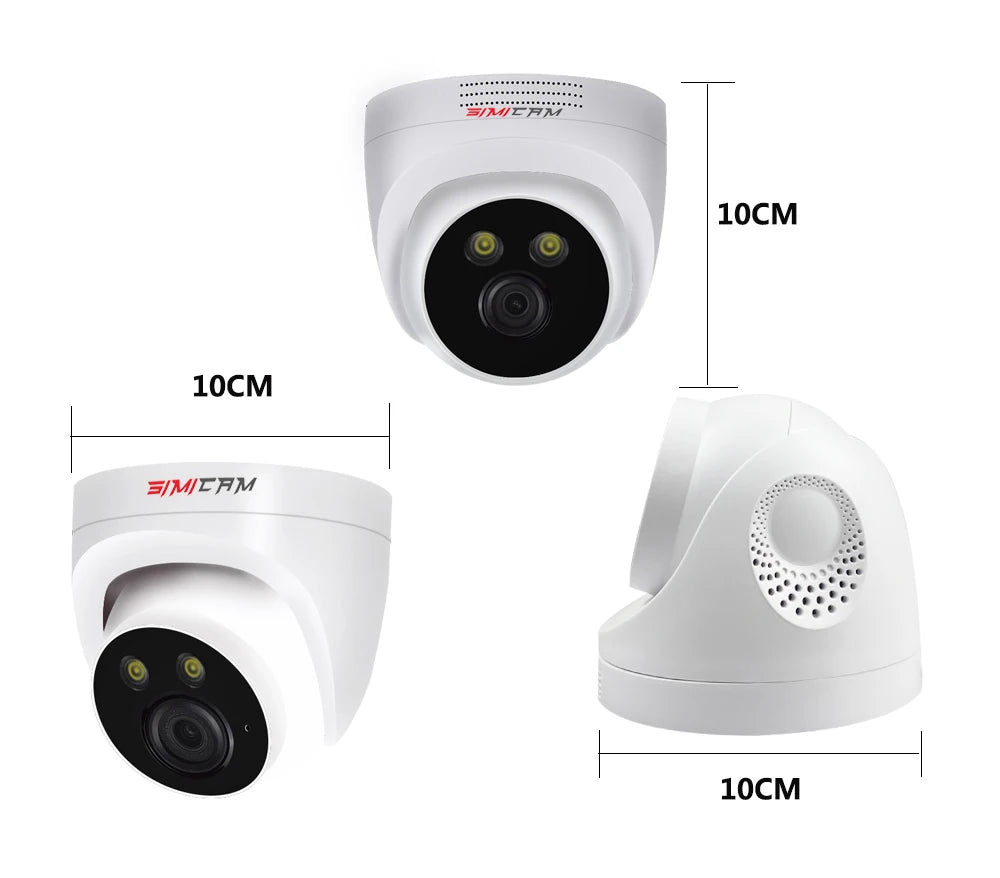 Câmera IP Dome PoE SIMICAM 8MP 4K - Onvif H.265 - Visão Noturna 30m - Detecção Humana - Áudio