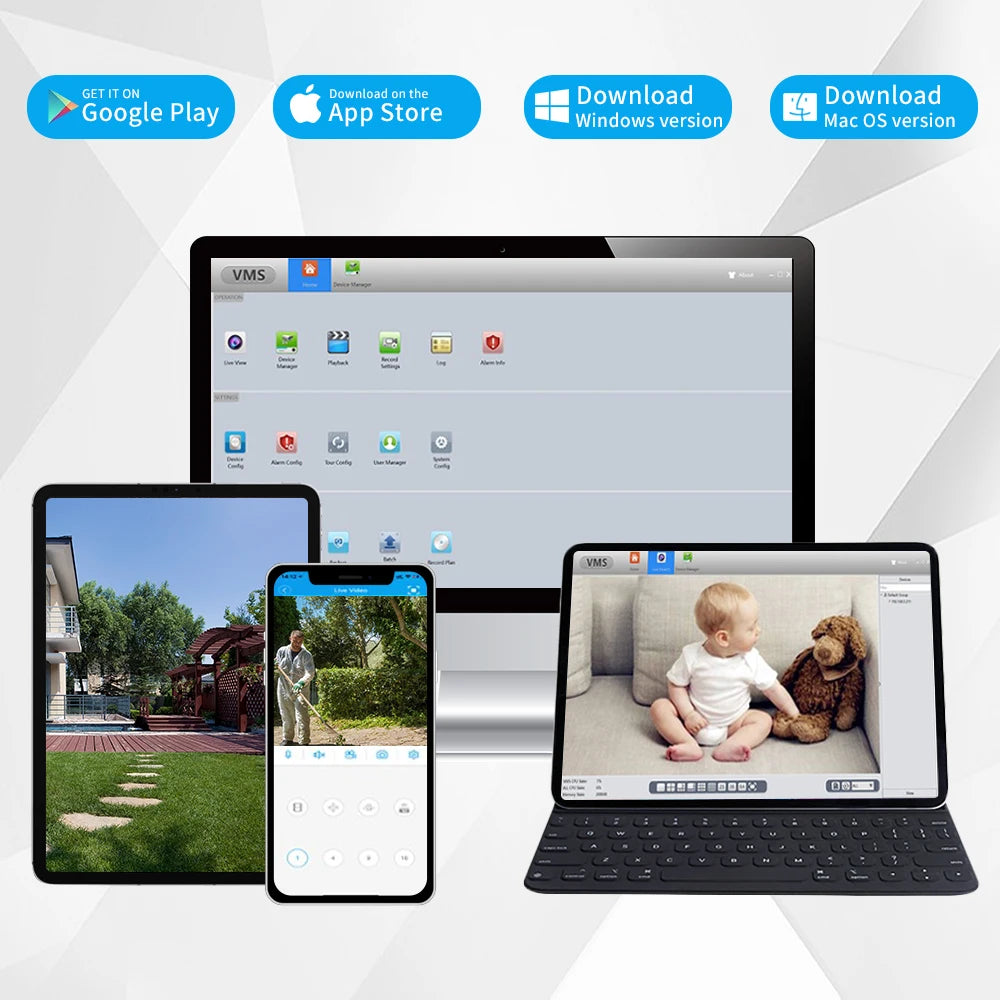 Kit Câmera de Segurança 8MP 4K com NVR 8 Canais Detecção Humana IA Áudio Visão Noturna Colorida IP67 - ASECAM
