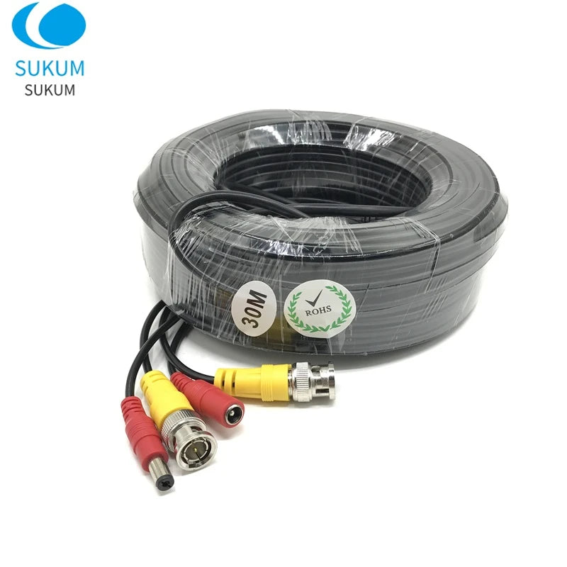 Cabo BNC+DC 2 em 1 Coaxial para Câmera AHD CCTV DVR 5m/10m/20m/30m - SUSIKUM