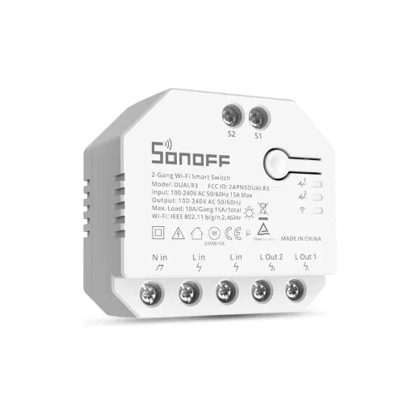 Sonoff duplo r3 relé duplo wifi interruptor inteligente controle em dois sentidos medição de energia rolo tons motor cortinas elétricas interruptor