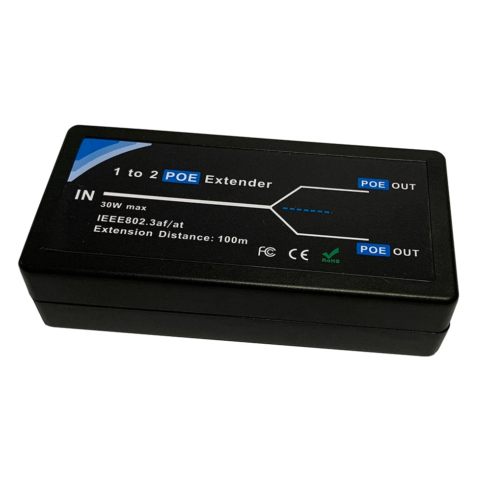 Extensor PoE HKBTM 2 Portas 100Mbps - IEEE 802.3af Extensão 100m Câmera IP NVR AP VoIP Compacto