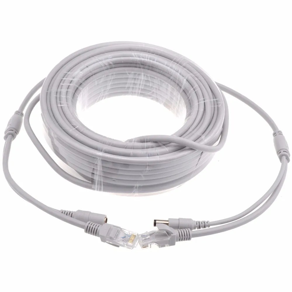 Cabo Ethernet RJ45+DC 2 em 1 Cat5e para Câmera IP PoE 5m/10m/20m/30m - SUSIKUM