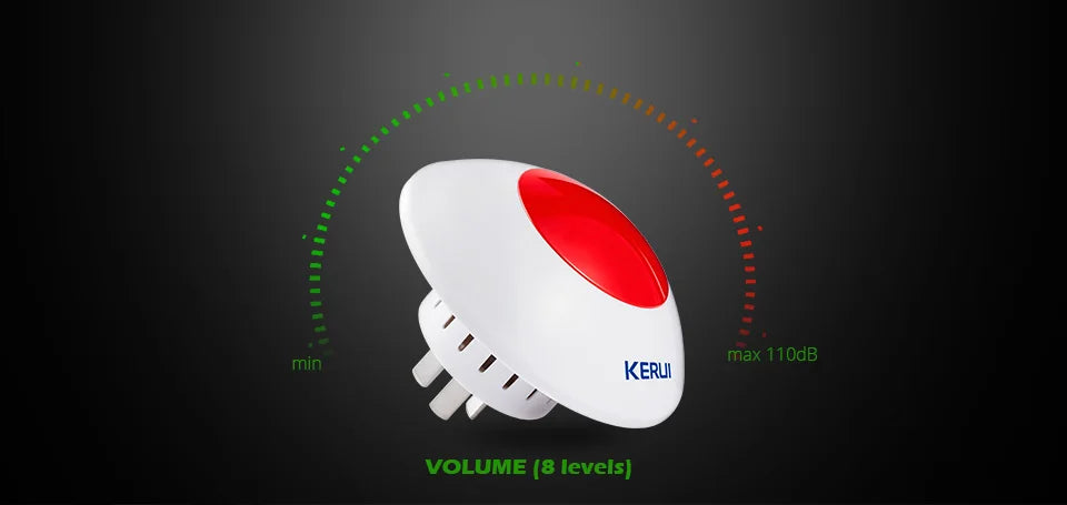 Sirene Interna Sem Fio KERUI J009 com Flash LED Estroboscópico Vermelho para Sistema de Alarme GSM - KERUI