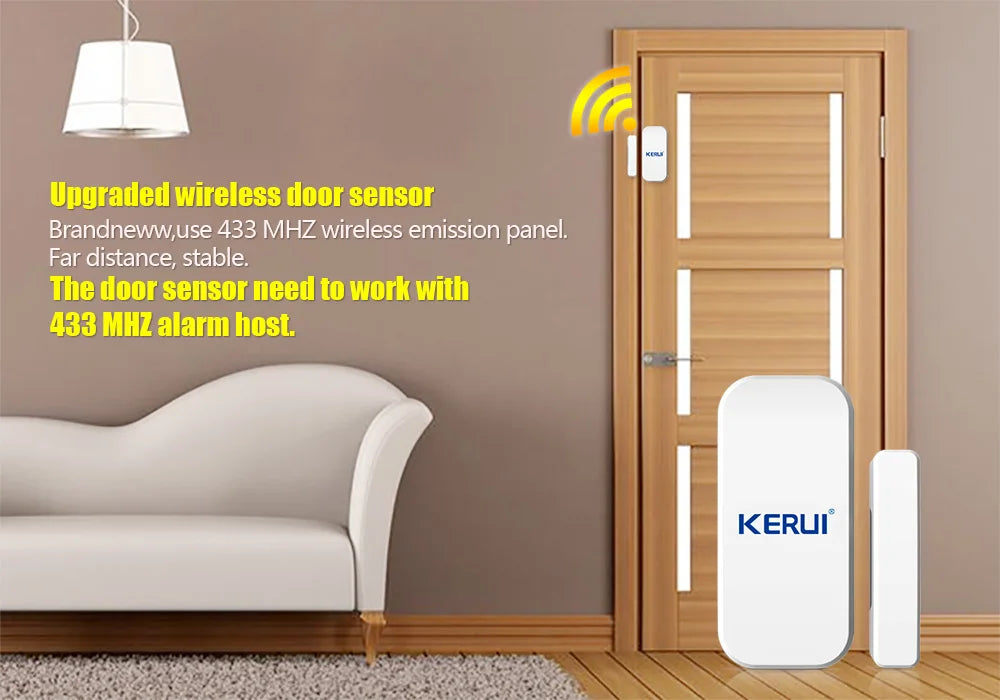 Sensor Magnético de Porta/Janela KERUI D025 Sem Fio 433MHz para Sistema de Alarme GSM PSTN - KERUI
