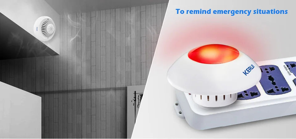 Sirene Interna Sem Fio KERUI J009 com Flash LED Estroboscópico Vermelho para Sistema de Alarme GSM - KERUI