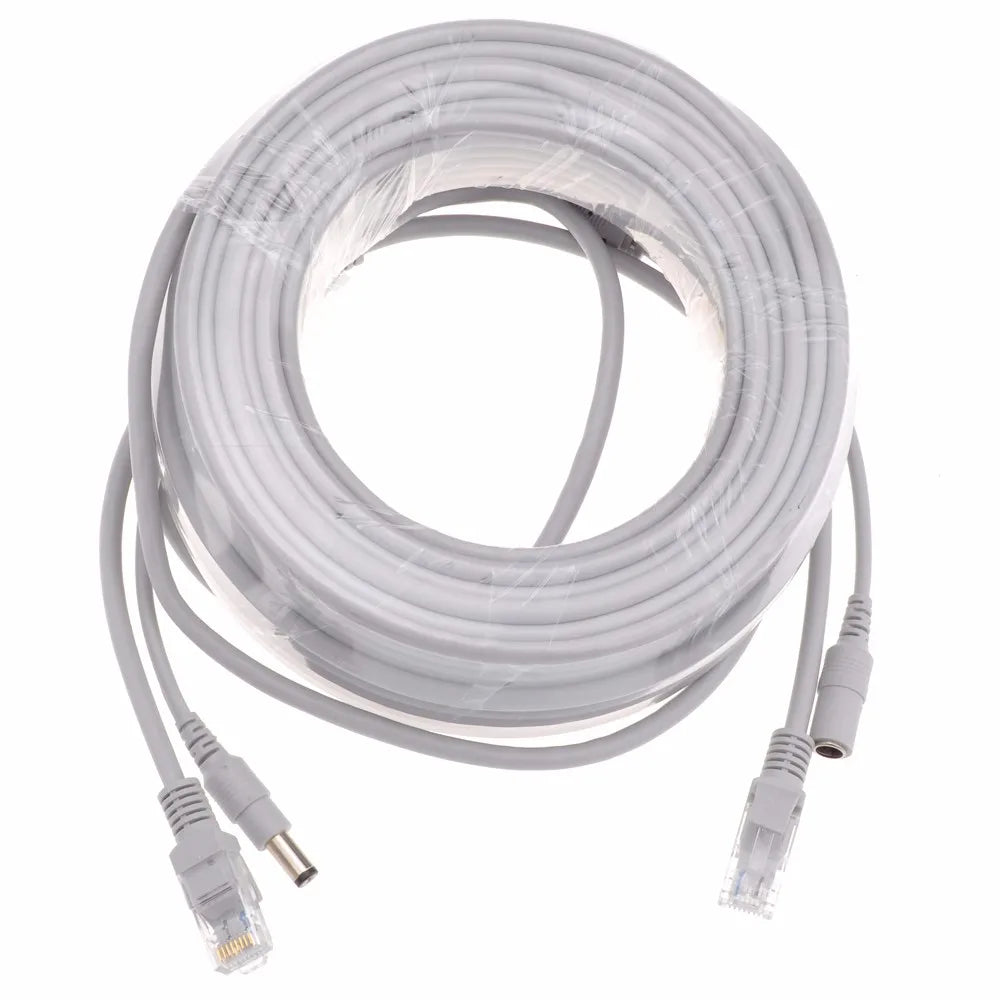 Cabo Ethernet RJ45+DC 2 em 1 Cat5e para Câmera IP PoE 5m/10m/20m/30m - SUSIKUM