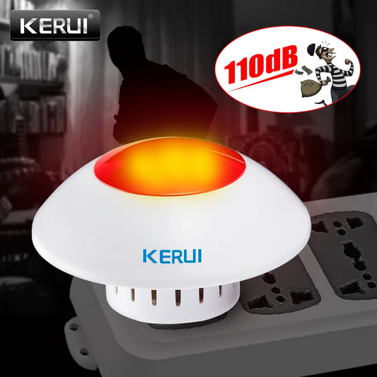 Sirene Interna Sem Fio KERUI J009 com Flash LED Estroboscópico Vermelho para Sistema de Alarme GSM - KERUI