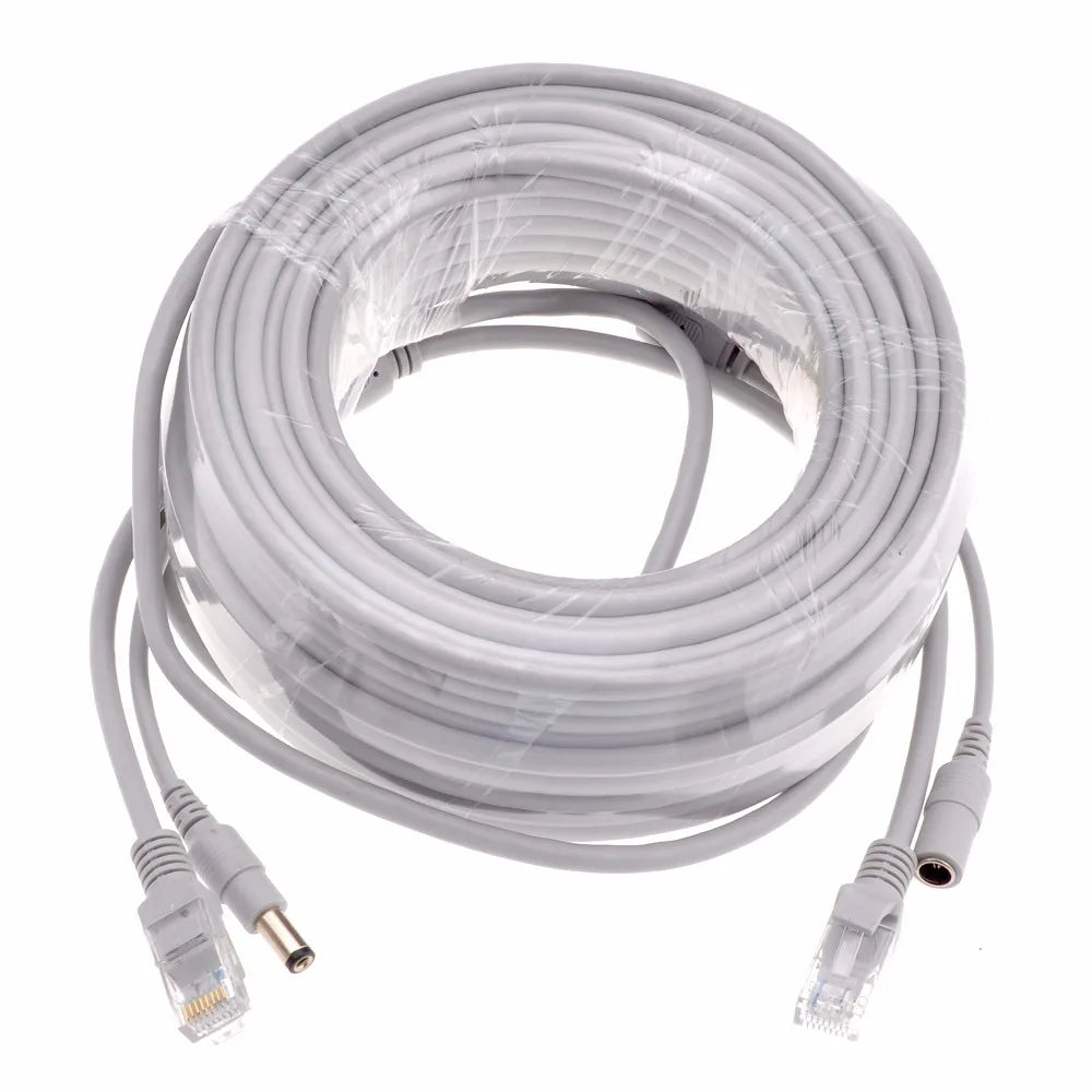 Cabo Ethernet RJ45+DC 2 em 1 Cat5e para Câmera IP PoE 5m/10m/20m/30m - SUSIKUM