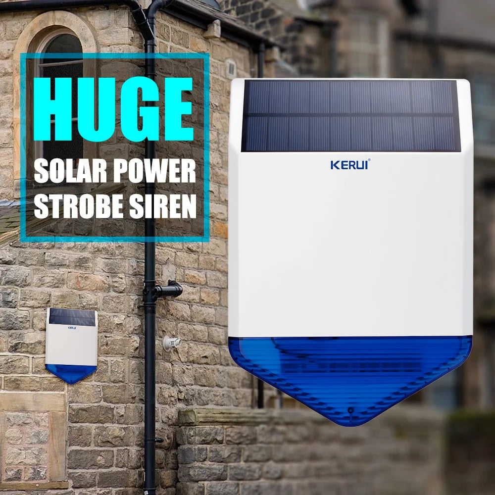 Sirene Solar Externa KERUI SJ1 110dB com Flash LED Estroboscópico Sem Fio para Sistema de Alarme - KERUI