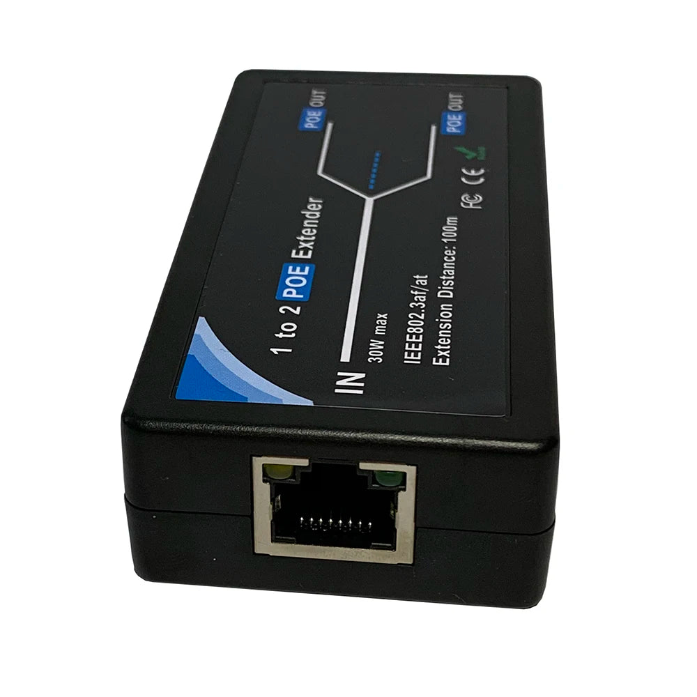 Extensor PoE HKBTM 2 Portas 100Mbps - IEEE 802.3af Extensão 100m Câmera IP NVR AP VoIP Compacto