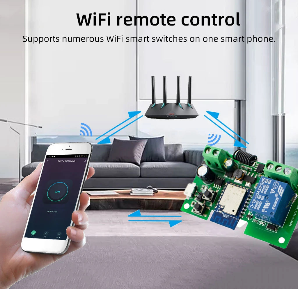 Tuya wifi inteligente portão de garagem interruptor do motor acesso porta elétrica dc 12v 24v 32v ac 220v 1/2ch módulo relé pulso rf433 remoto alexa