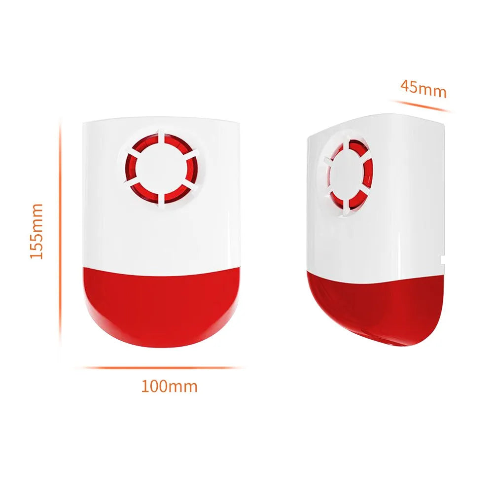Sirene de Alarme Staniot 433MHz - 120dB com Luz Estroboscópica para Uso Externo