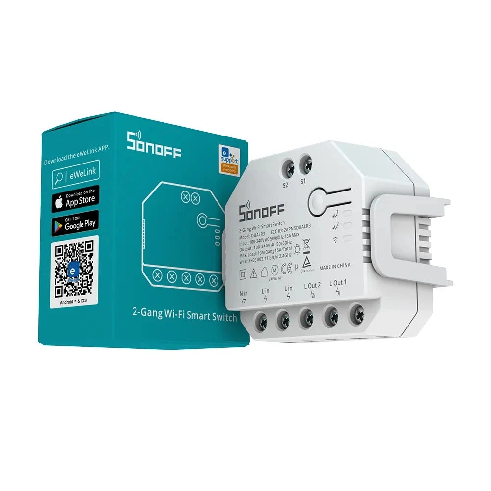Sonoff duplo r3 relé duplo wifi interruptor inteligente controle em dois sentidos medição de energia rolo tons motor cortinas elétricas interruptor