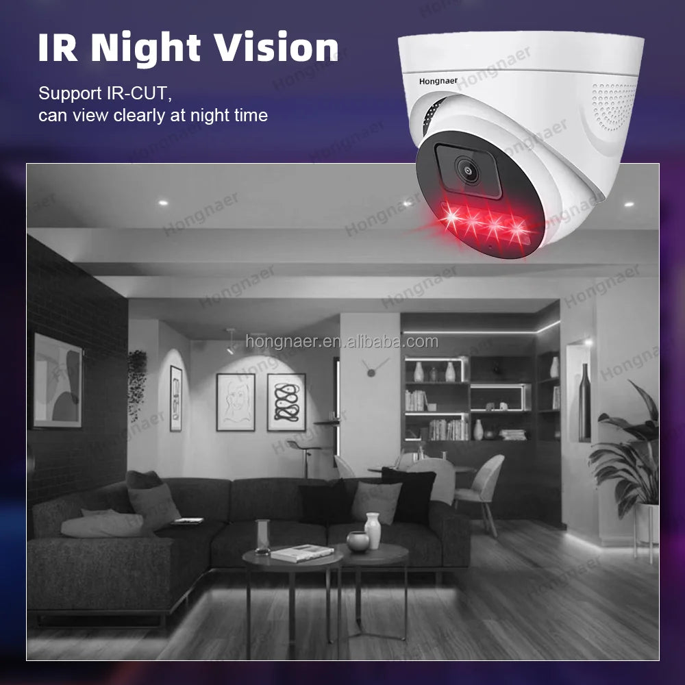 Câmera de Segurança Dome 2MP com Áudio Tecnologia 4 em 1 AHD para CFTV Hongnaer