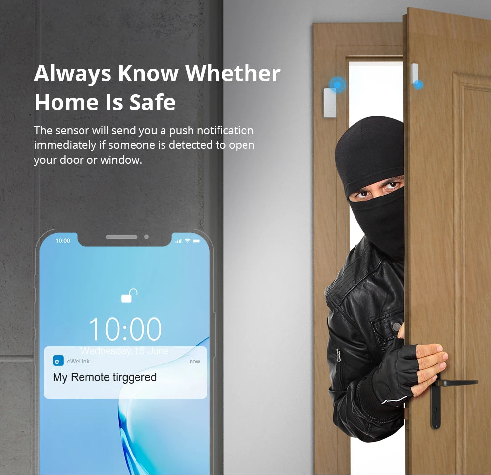 Sensor de Porta e Janela SONOFF DW2-RF 433MHz - Sem Fio - Automação Residencial