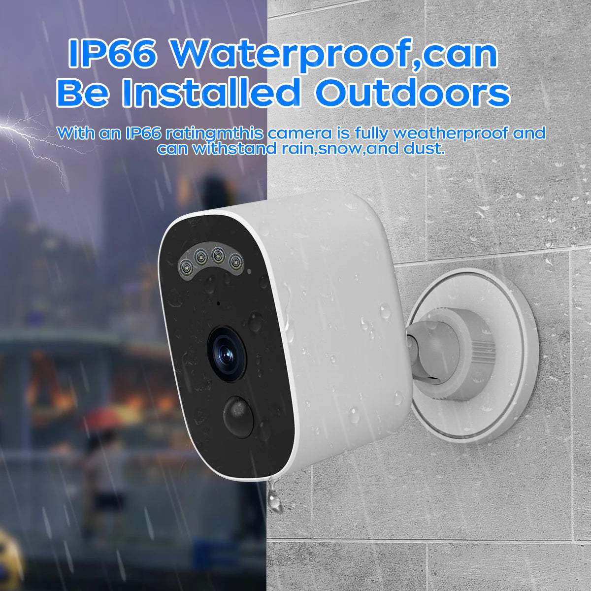 Câmera Solar Externa JOOAN 2K HD com Wi-Fi 2.4G, Vigilância Sem Fio, Detecção Humana e Vídeo Noturno Colorido com Áudio e Bateria