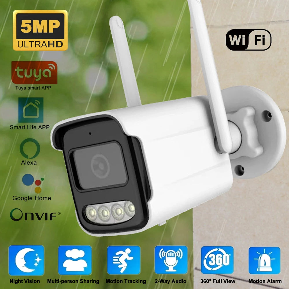 Tuya wifi câmera ip sem fio hd 5mp ai humano detectar câmera cctv bala vigilância ao ar livre proteção de segurança à prova dwaterproof água cam