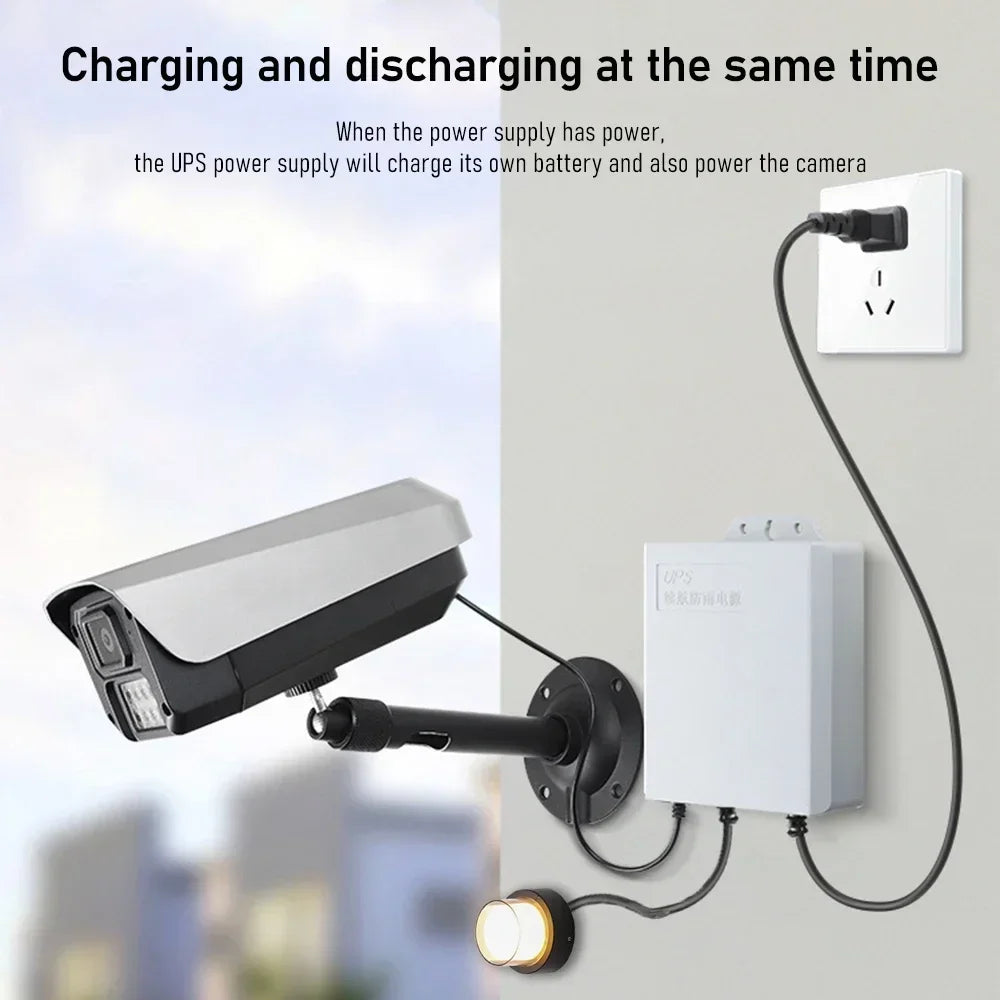 Fonte de Alimentação NOBREAK UPS 12V 2A com Bateria 5400mAh Backup À Prova D'Água para Câmera CCTV DiFang