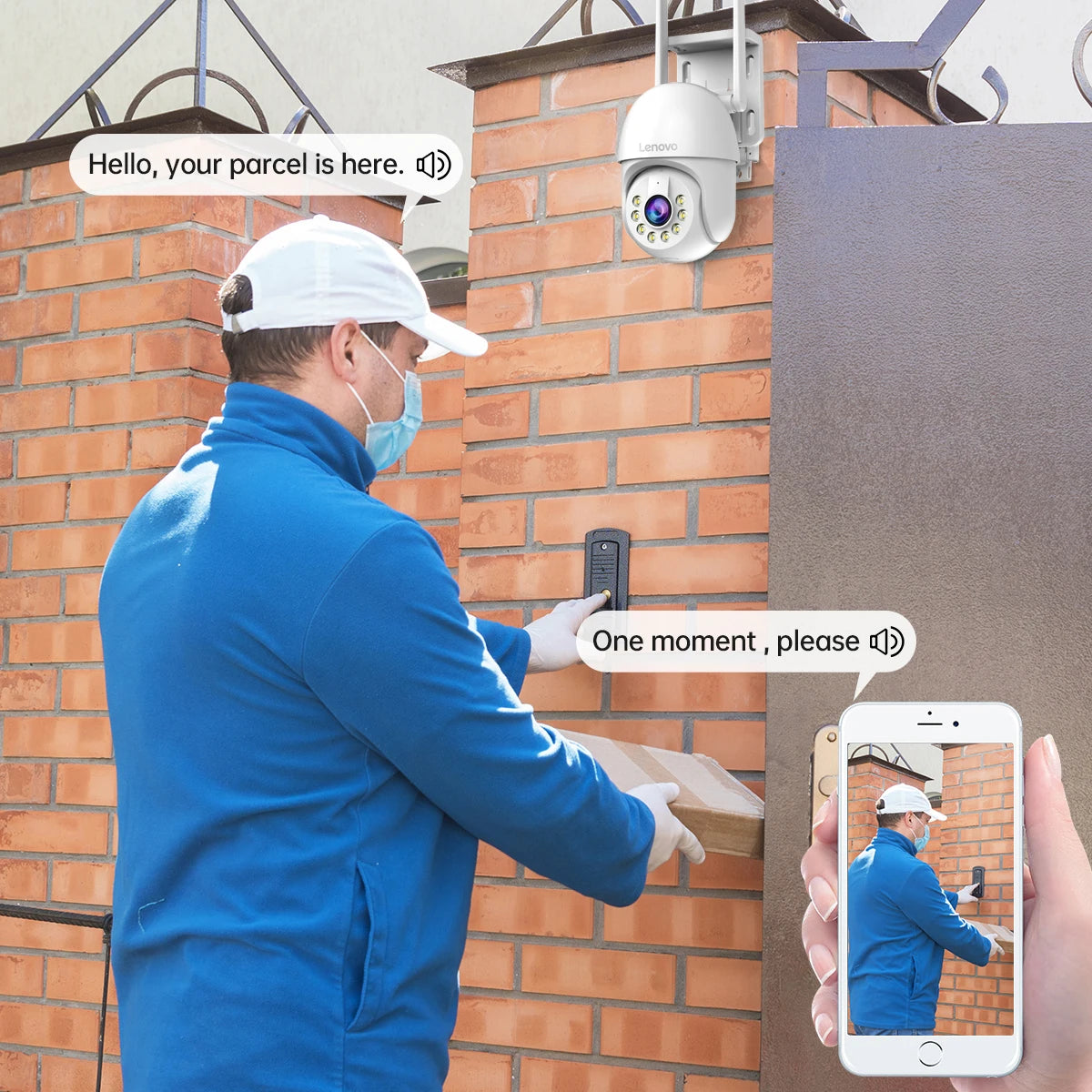 Câmera PTZ WiFi Lenovo 5MP – Externa, Zoom 4x, Visão Noturna Colorida e Áudio Bidirecional