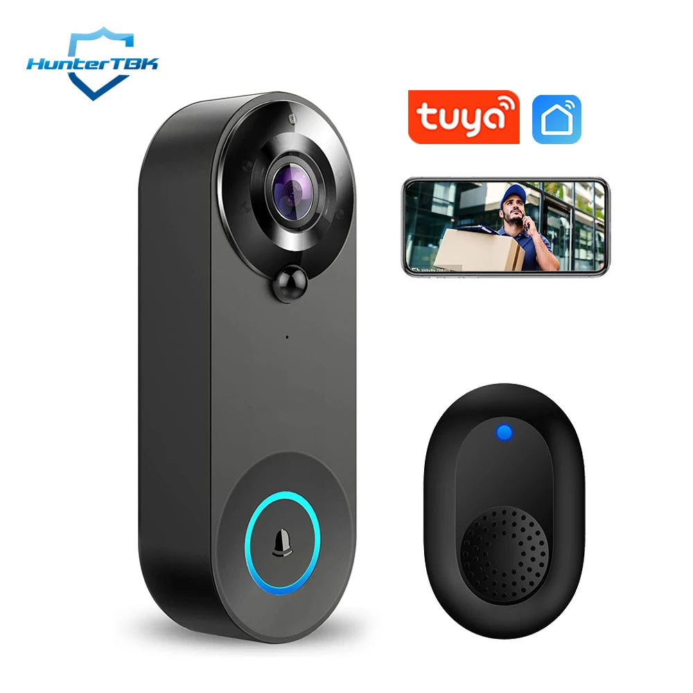 1080p câmera de vídeo sem fio campainha wi fi inteligente campainha da porta tuya segurança em casa inteligente detecção movimento visão noturna intercom campainha