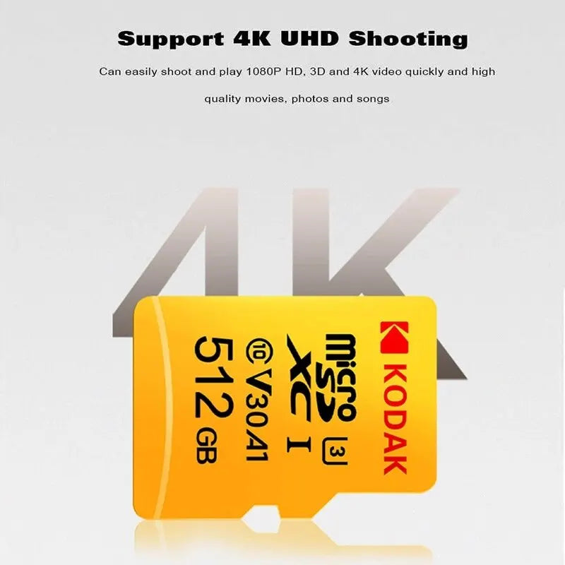 Cartão de Memória Kodak MicroSD 32GB 64GB 128GB 256GB Classe 10 UHS-III A1 V30 Alta Velocidade