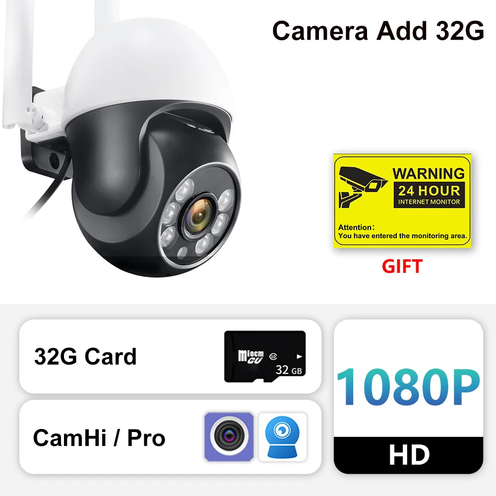 Camhi-câmera ip 1080p hd, wi-fi, visão noturna colorida, rastreamento automático, webcam, monitor de segurança ao ar livre para camhipro app