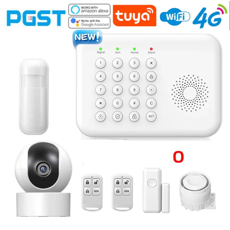 Pgst 4g wifi proteção de segurança alexa tuya vida inteligente automação residencial porta movimento sensor magnético alarme sistema segurança kit a01
