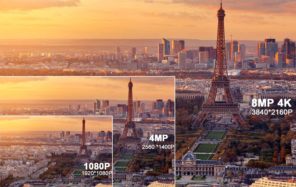 ASECAM 8MP 4K Câmera de Segurança Exterior, Gravador de Áudio, ONVIF, Visão Noturna Colorida, Ai Detecção Humana POE, H.265 IP Vigilância