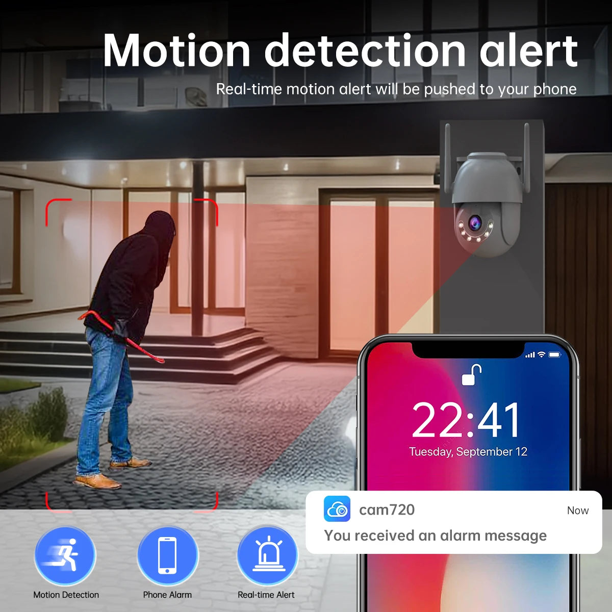 Câmera PTZ Wifi 4K 8MP para Exterior com Lente Dupla e Tela Dupla, Zoom Digital 5X, Câmera IP com Rastreamento Automático e Vigilância de Áudio e Vídeo
