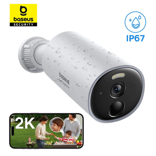 Câmera de Segurança Baseus B1 2K WiFi Sem Fio com Bateria 7800mAh, Gravação 24/7 e Armazenamento Interno 8GB