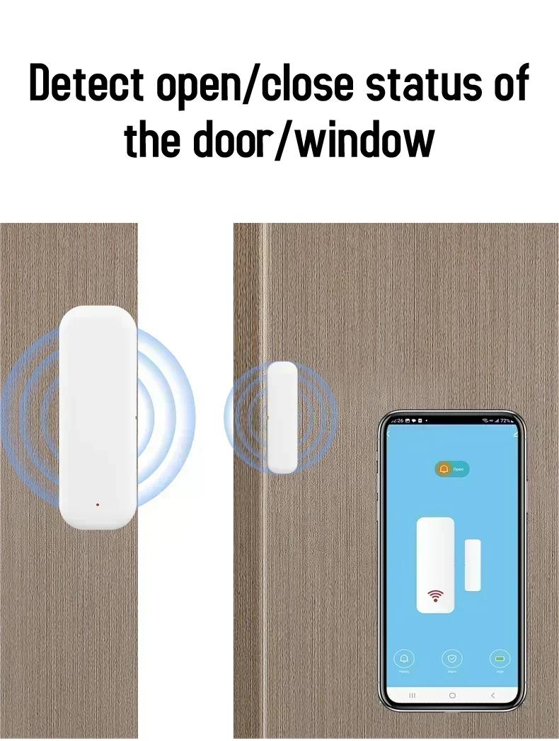 Sensor WiFi Porta Janela Magnético Alarme Casa Inteligente Tuya Alexa Google WMUN