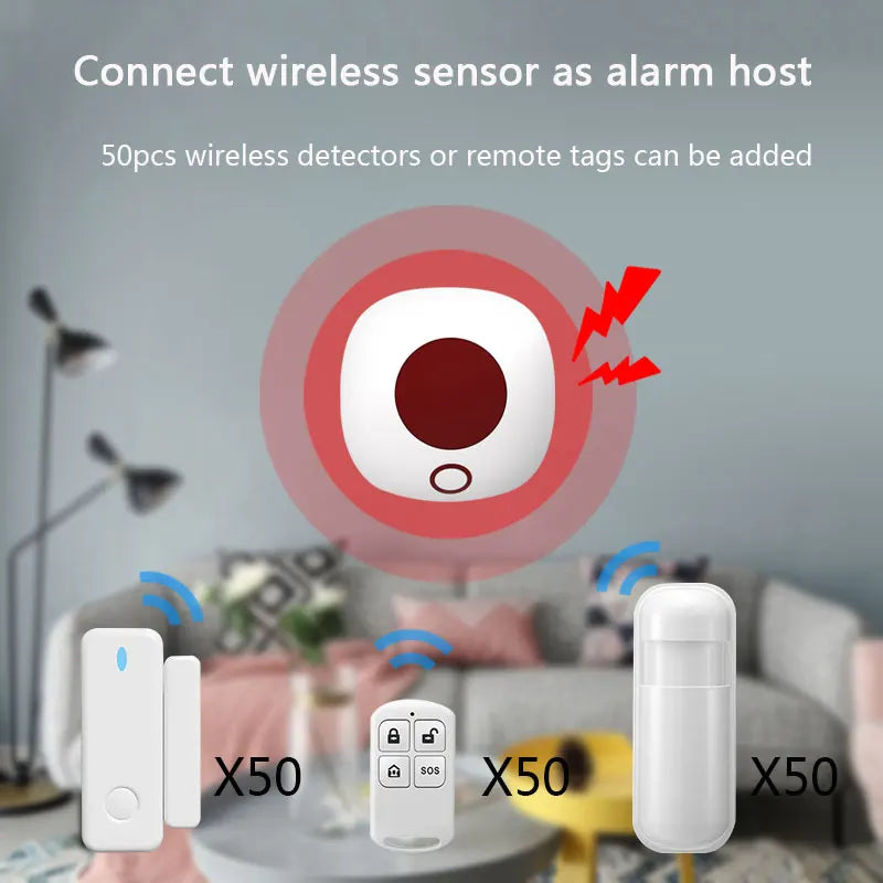 Sirene sem fio interna 433mhz, sistema de alarme de segurança doméstica autônomo, alto decibel, 110db, som, luz estroboscópica, alto-falante