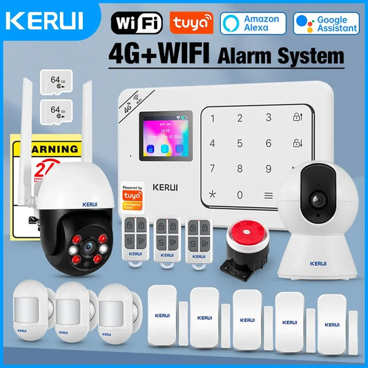 Sistema de Alarme Inteligente WiFi/4G com Sensor PIR Teclado e Alexa - Kerui W184 Tuya