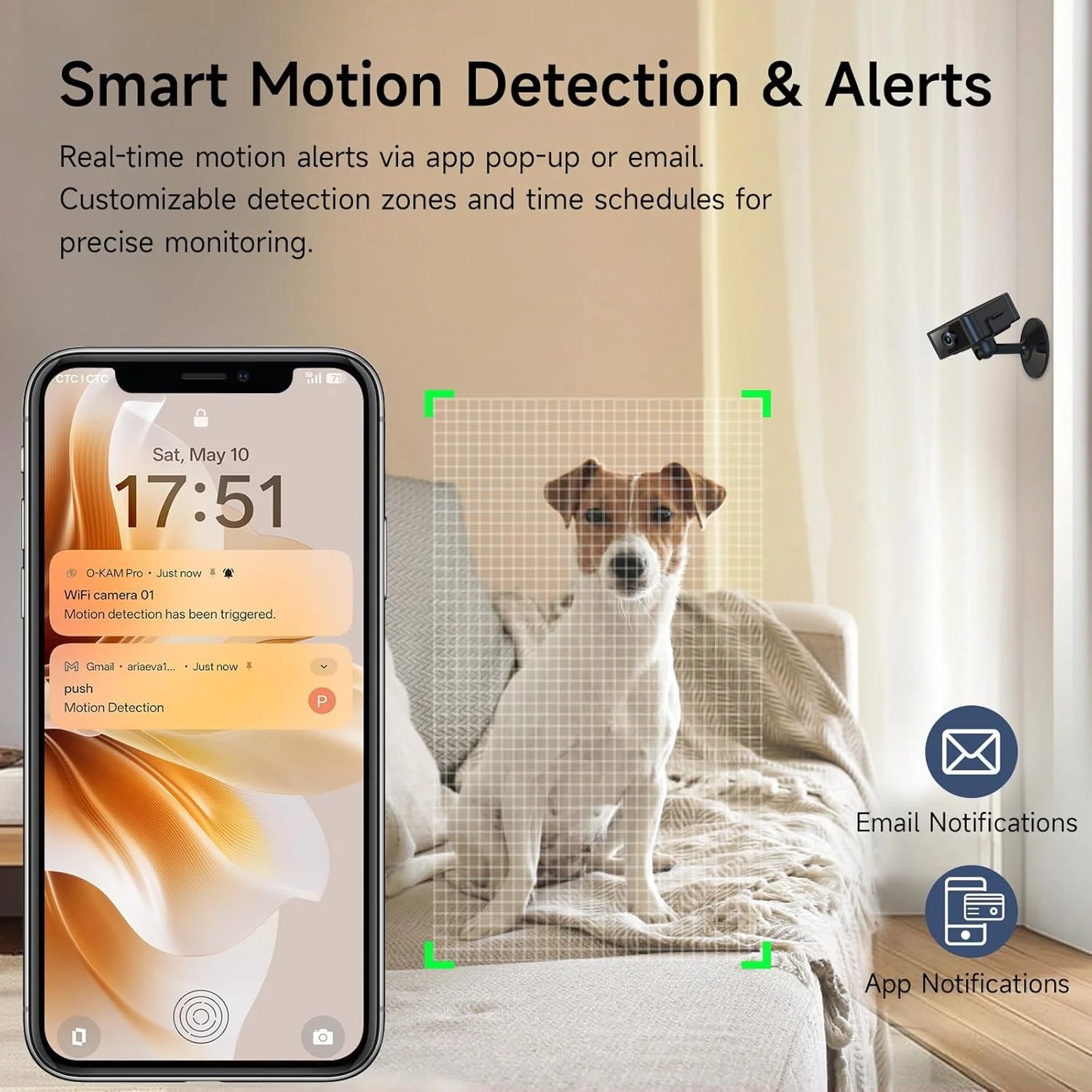 Mini Câmera VESAFE 1080P – WiFi Banda Dupla, Visão Noturna, Bateria 4h e Detecção de Movimento