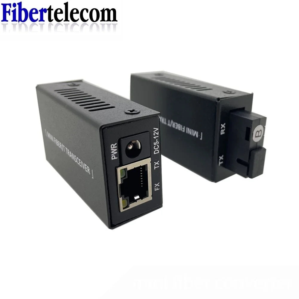 Conversor Mídia Óptica Fibra Mini Tapirapeco 1 Par MN1SC1E - Gigabit 100/1000Mbps SC RJ45 20km Transceptor