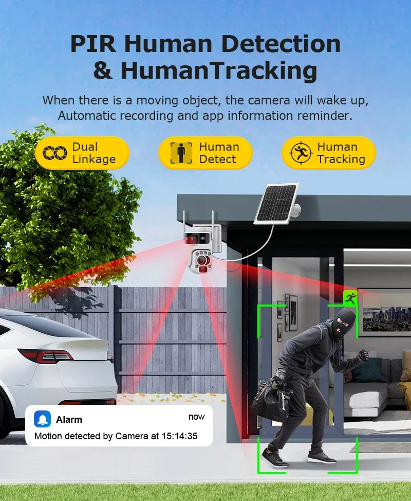 Câmera Solar 4K com Zoom Óptico 20X e Rastreamento Automático | Tela Dupla 4G/WiFi | LS Vision 12MP