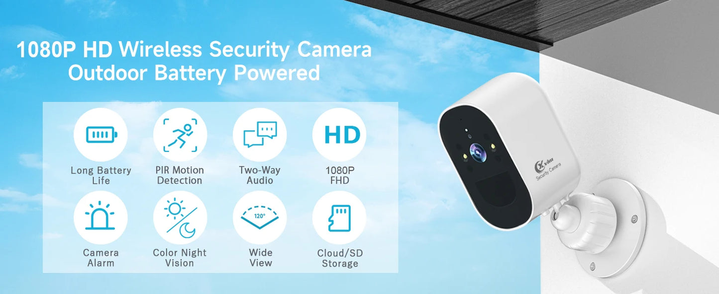 Câmera IP XVIM 1080P Wi-Fi — Visão Noturna, Bateria 5200mAh e IP66